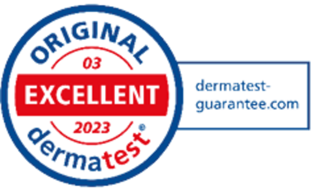 Sigillo originale Dermatest® "Excellent 2023" con garanzia Dermatest